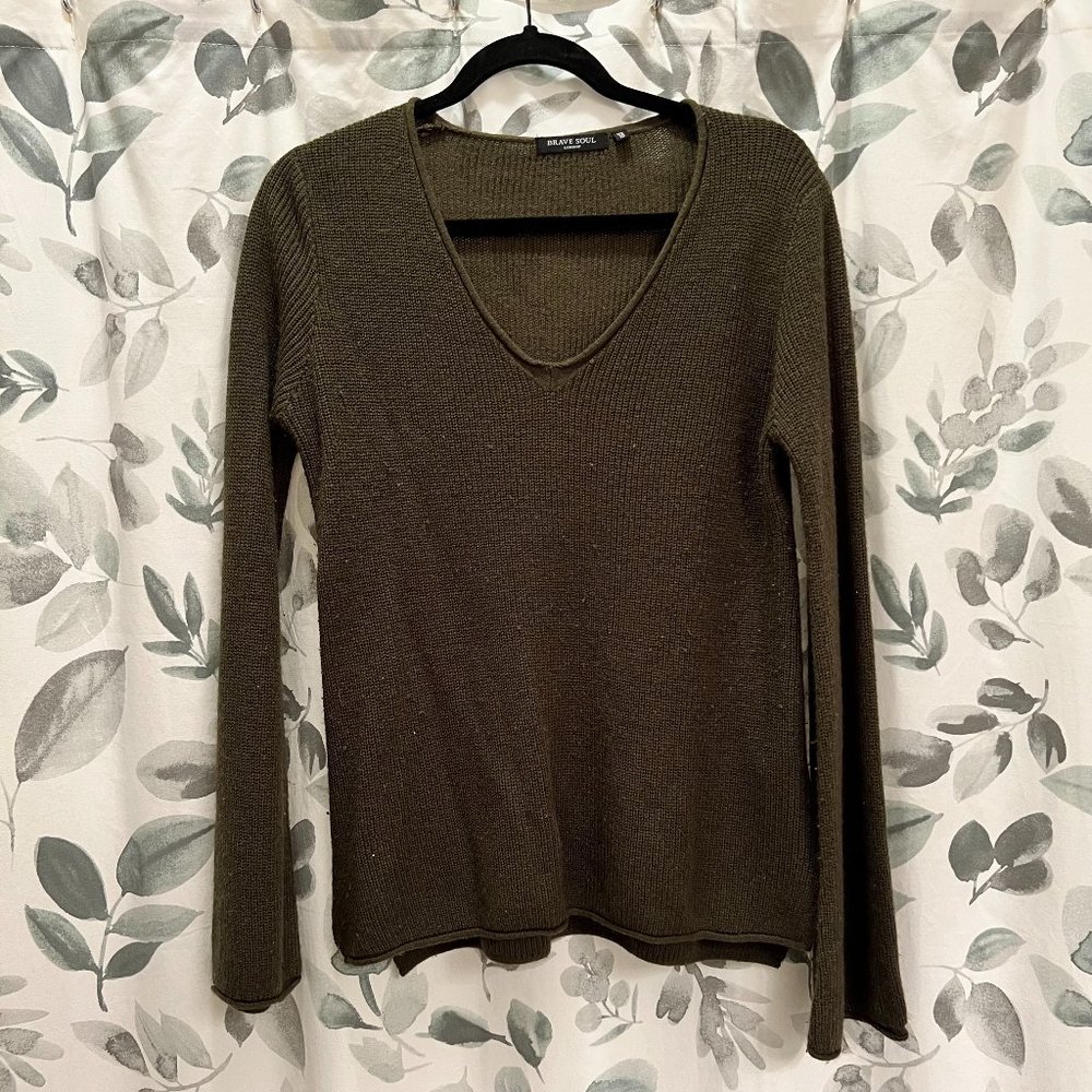 Brave Soul Women Green Pullover Sweater XS